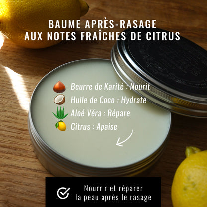 Tonsor & Cie – Citrus Aftershave Balm 50 ml – Hydrates, Soothes & Repairs the Skin – Shea Butter, Coconut Oil & Aloe Vera – Smooth Melting Texture – Formulated and Made in France
