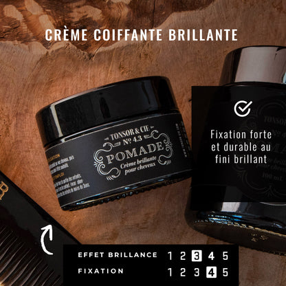 Tonsor & Cie – Pomade 30 ml – Strong Hold Shiny Styling Cream – Elegant Shine & Structured Hold – Flexible Water-Soluble Texture – Made in the Netherlands