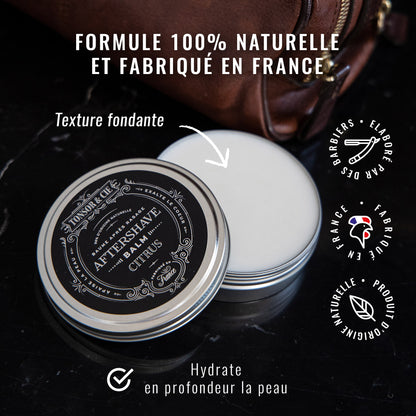 Tonsor & Cie – Citrus Aftershave Balm 50 ml – Hydrates, Soothes & Repairs the Skin – Shea Butter, Coconut Oil & Aloe Vera – Smooth Melting Texture – Formulated and Made in France