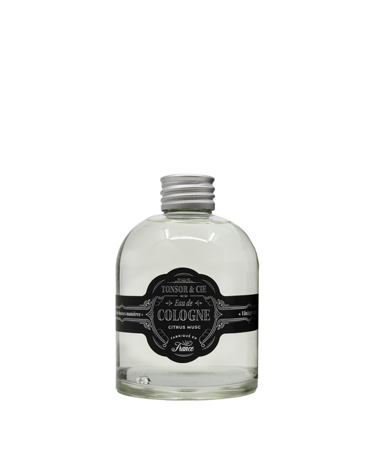Tonsor & Cie – Eau de Cologne 250 ml – Citrus Musk Fragrance – Refreshes and Scents All Day – Elegant Vintage Style – Natural Product – Formulated and Made in France