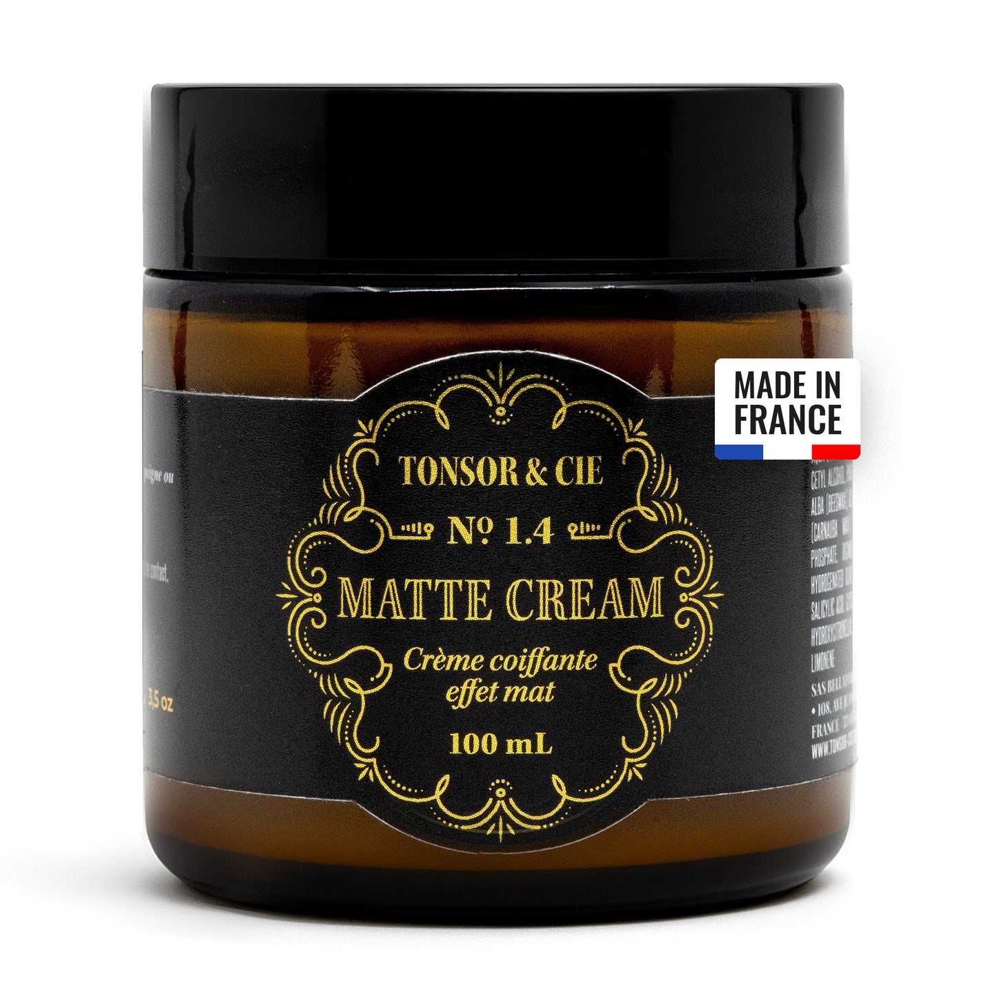 Tonsor & Cie – Matte Cream 100 ml – Strong Hold Matte Styling Cream – Beeswax & Mineral Oils – Non-Greasy Texture – Natural – Formulated and Made in France