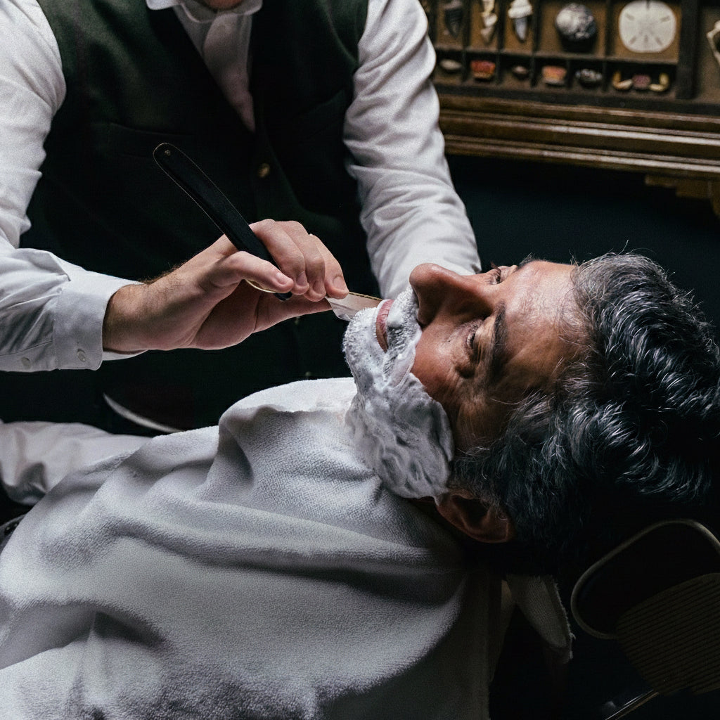 
A traditional barbershop shave